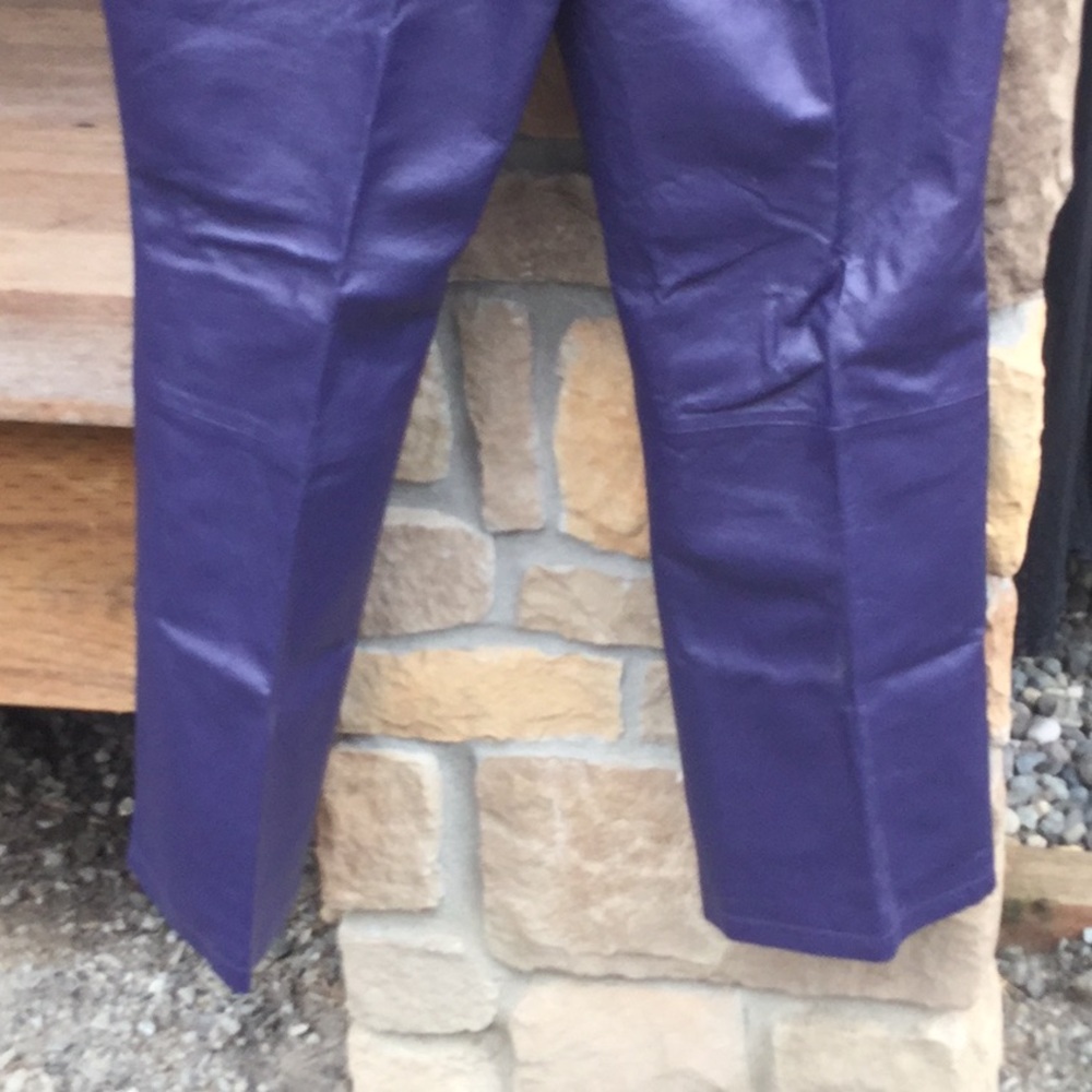 Purple leather pants disco retro chic cowgirl boho festival western concert - Picture 8 of 9